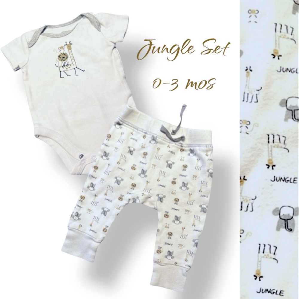 VGUC Adorable Jungle Print Baby Set (3-6 mos)